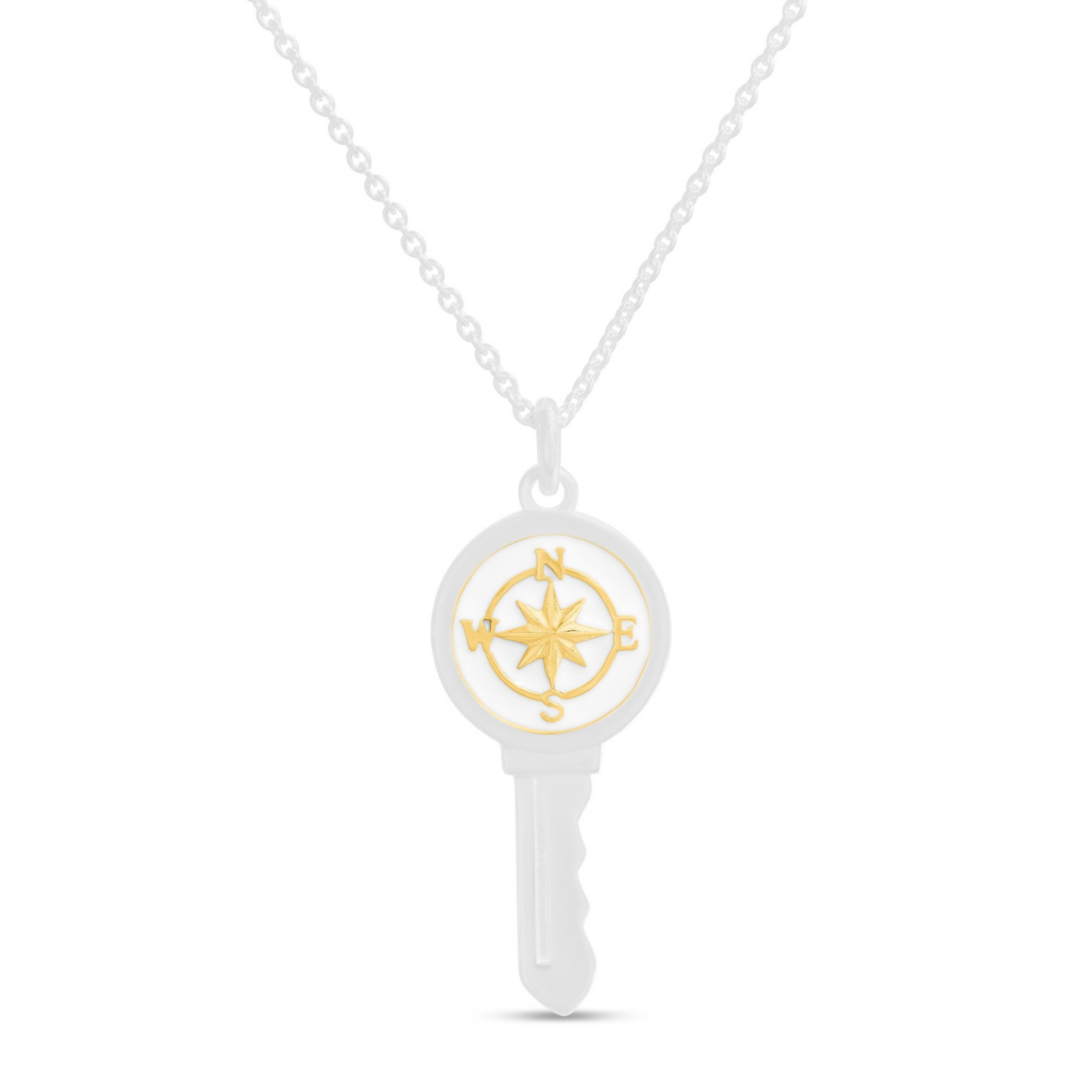 Love key necklace compass rose