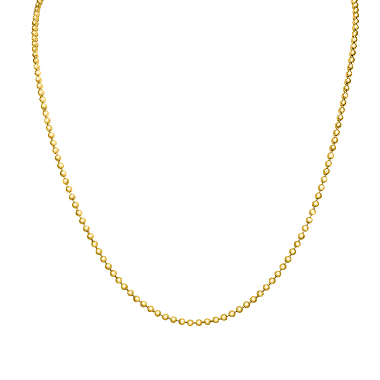 Gold chain necklace on a white background