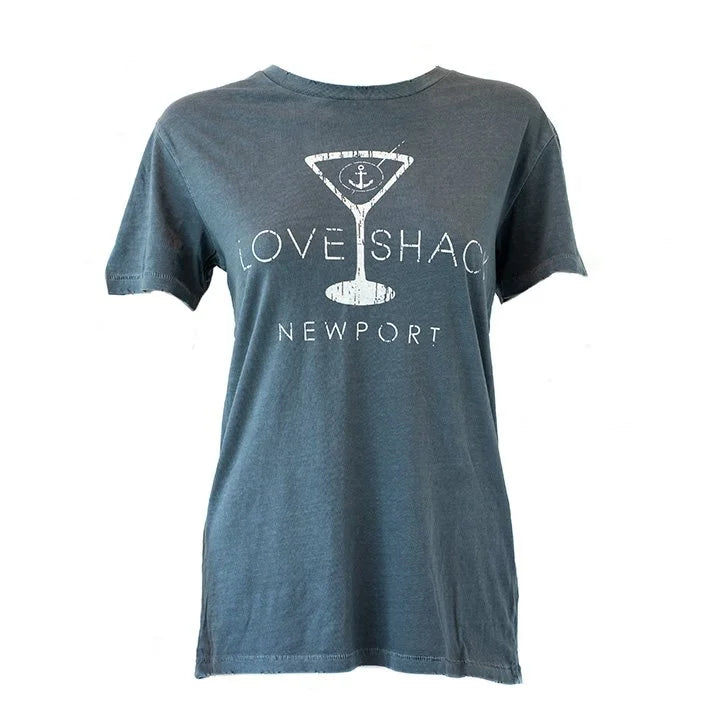 Love shack newport unisex martini blue t shirt