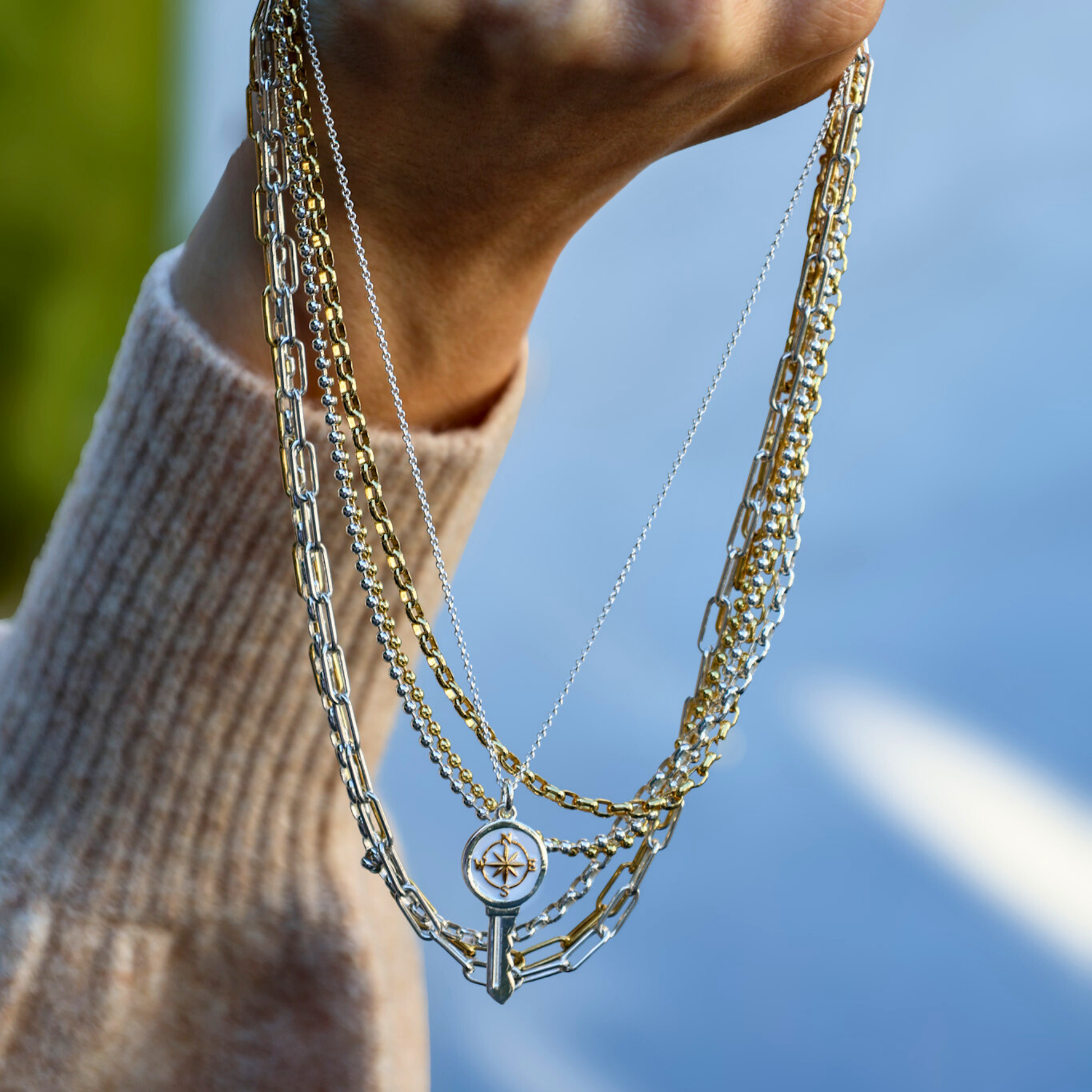 Love Key Necklace Compass Rose - 11