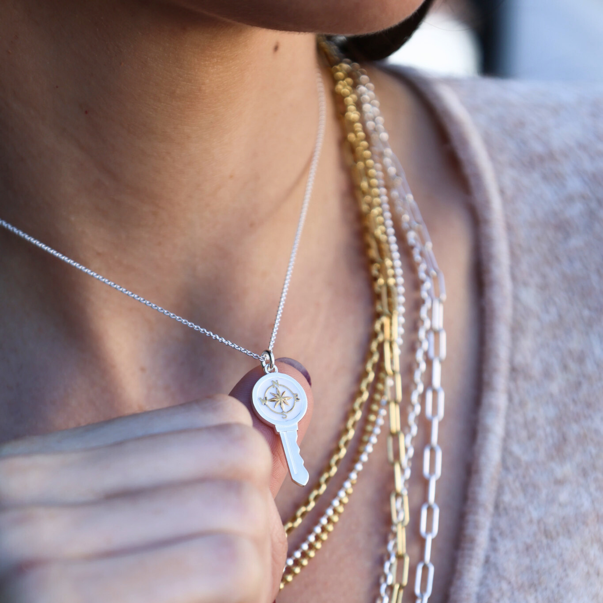 Love Key Necklace Compass Rose - 9