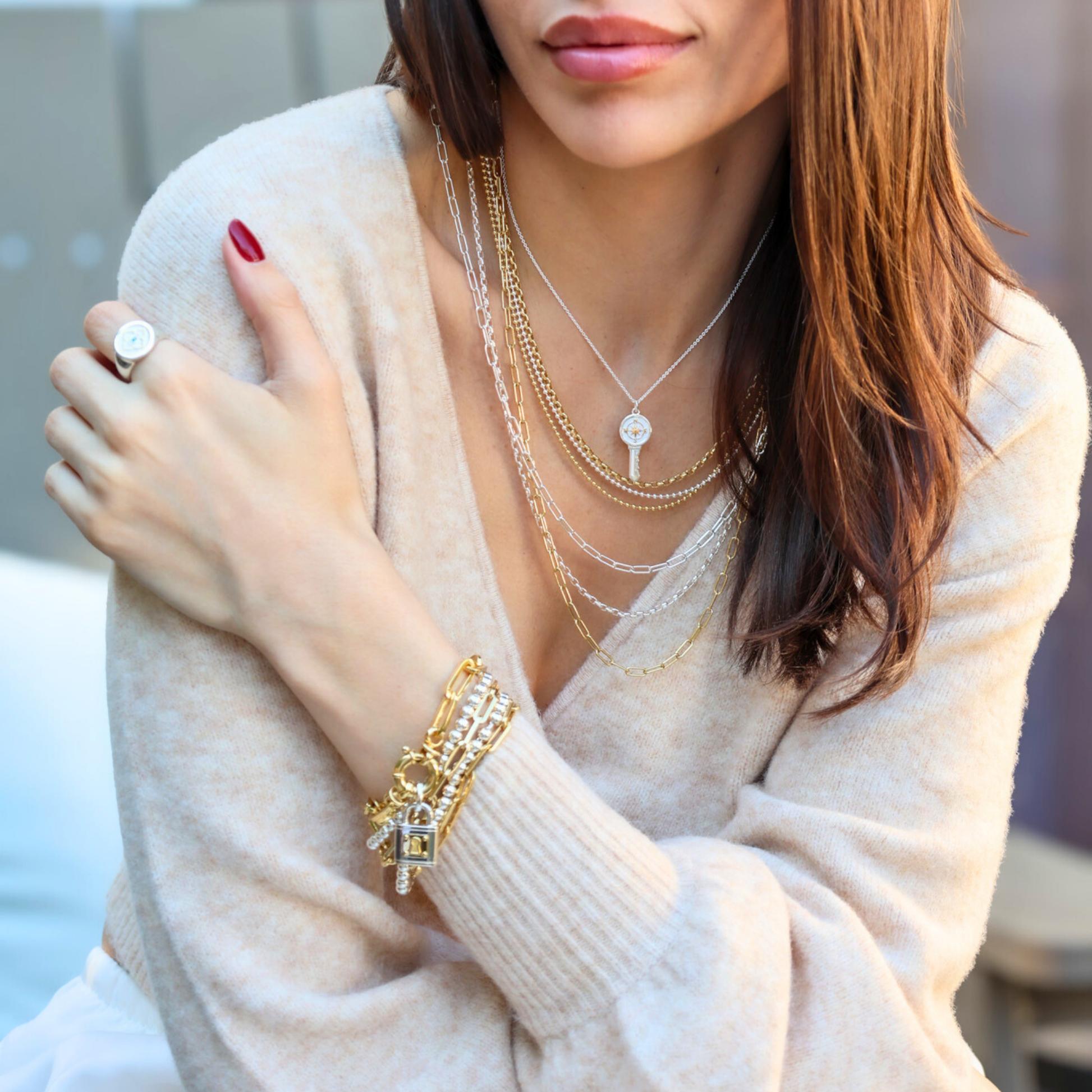 Love Key Necklace Compass Rose - 12