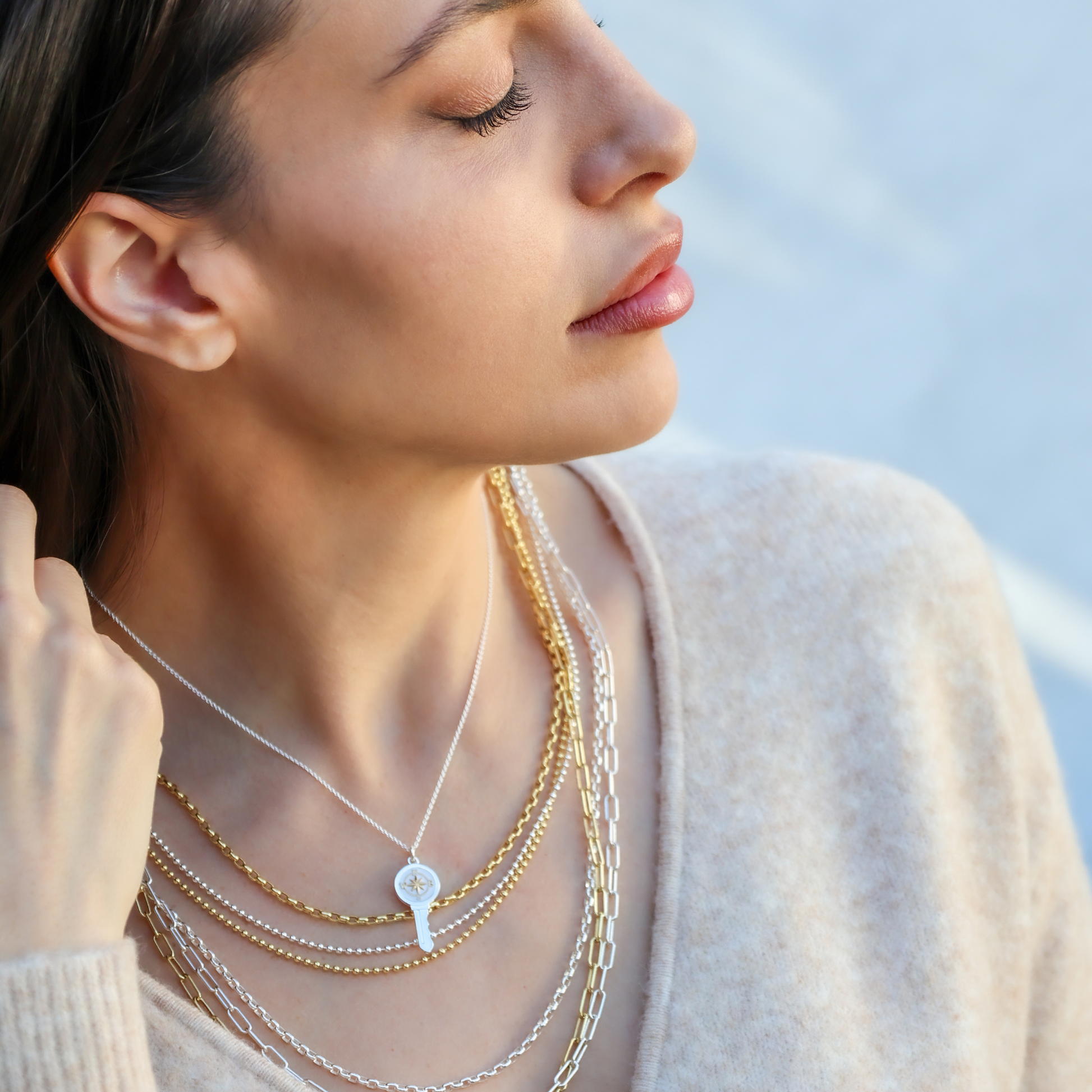 Love Key Necklace Compass Rose - 10