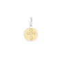 Gold and silver cross pendant on a white background