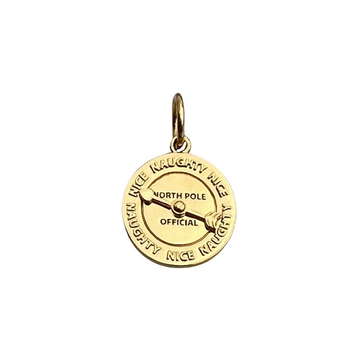 Gold pendant with 'North Pole Official' text on a white background - 6