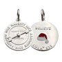 Two silver dog tags with 'naughty or nice' and 'believe' text on a white background