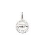 Silver pendant with 'nice' and 'naughty' text on a white background