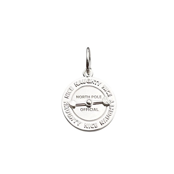 Silver pendant with 'Nice' and 'Naughty' text on a white background - 9