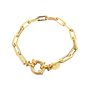 Gold chain bracelet on a white background